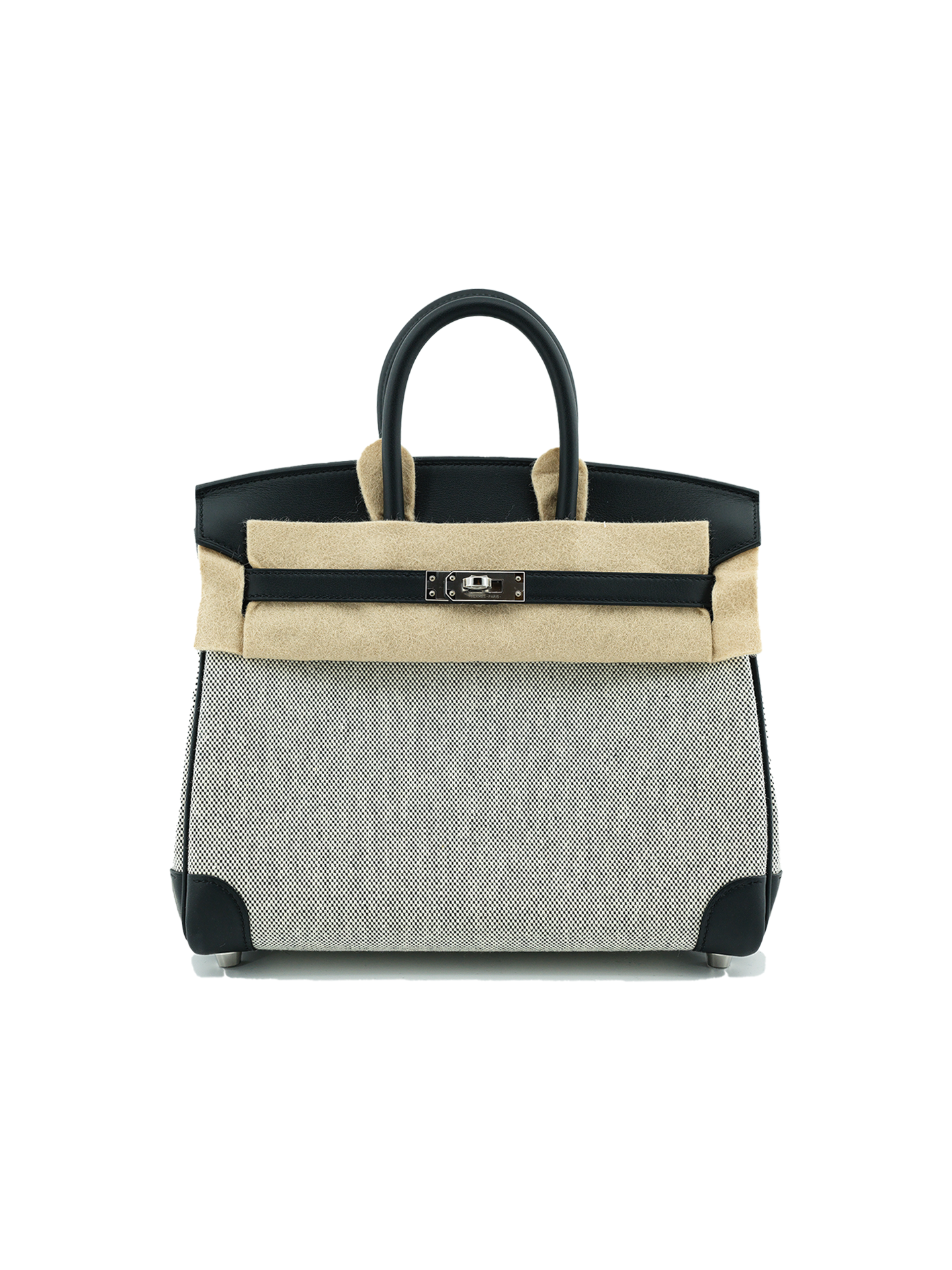NEW HERMES BIRKIN 25 TOILE BLACK PHW