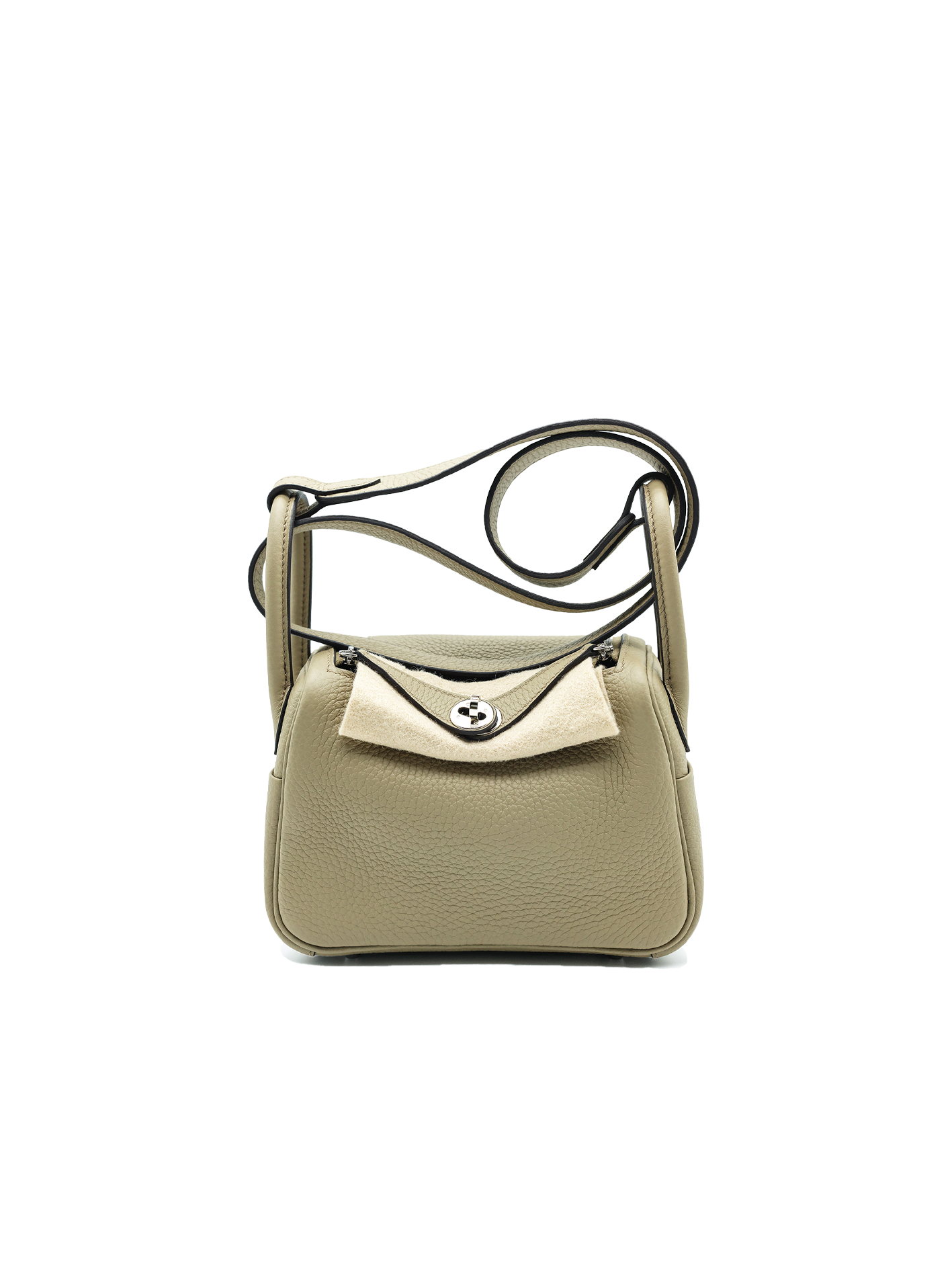 二手爱马仕 MINI LINDY TAURILLON CLEMENCE 米色 MARFA PHW