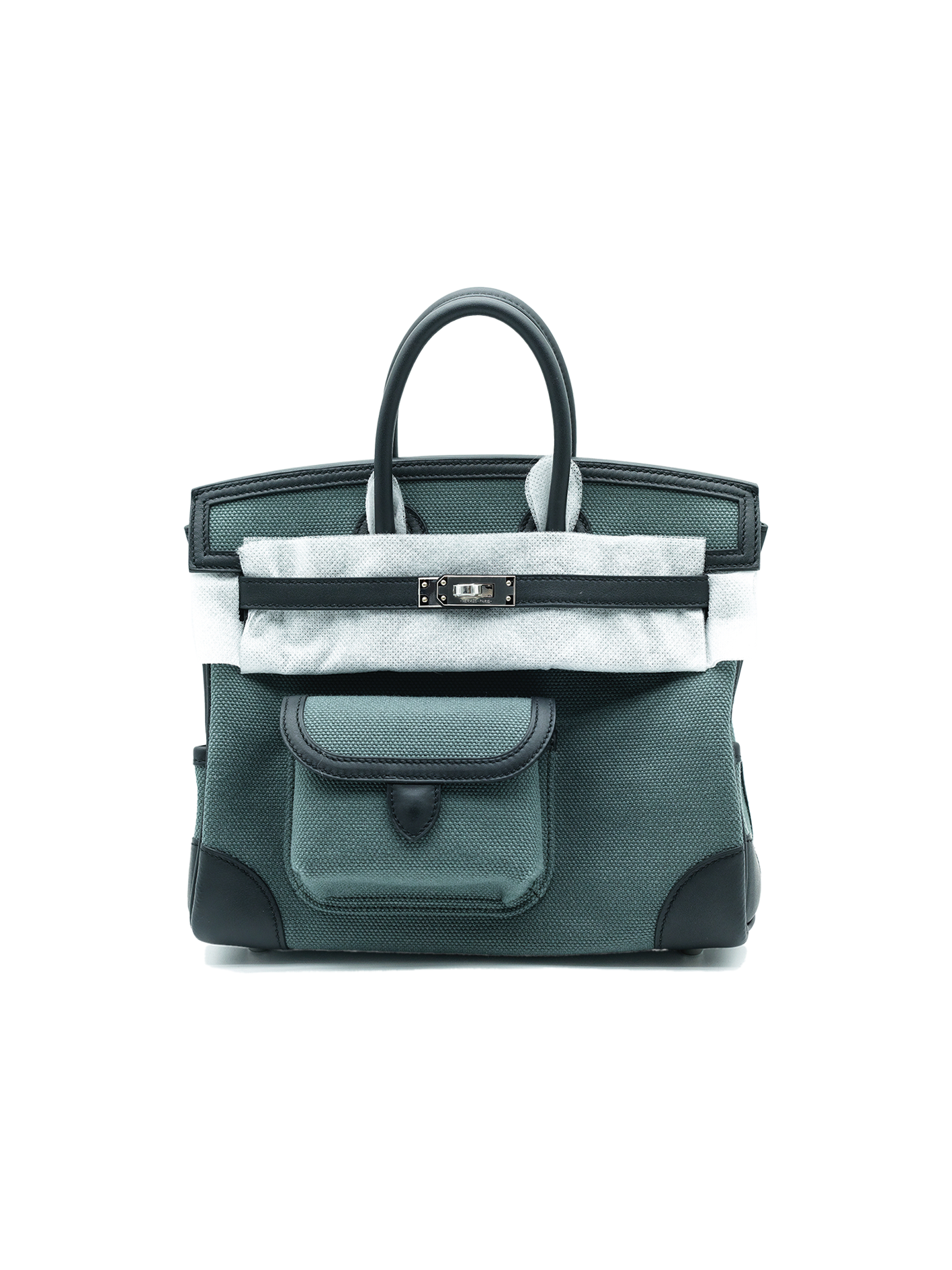 全新爱马仕铂金包 25 SWIFT/TOILE VERT MANGROVE PHW