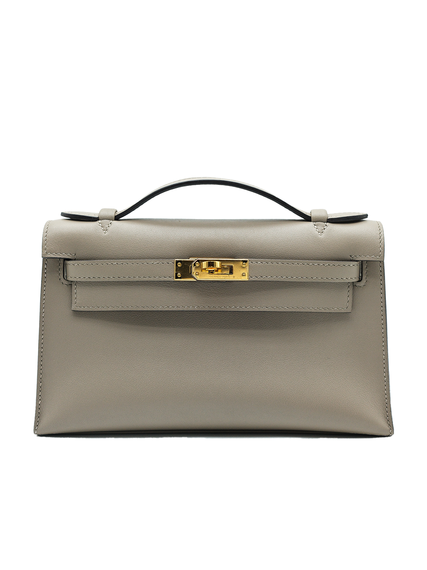 PRE-LOVED HERMÈS KELLY POCHETTE SWIFT GRIS ASPHALT GHW