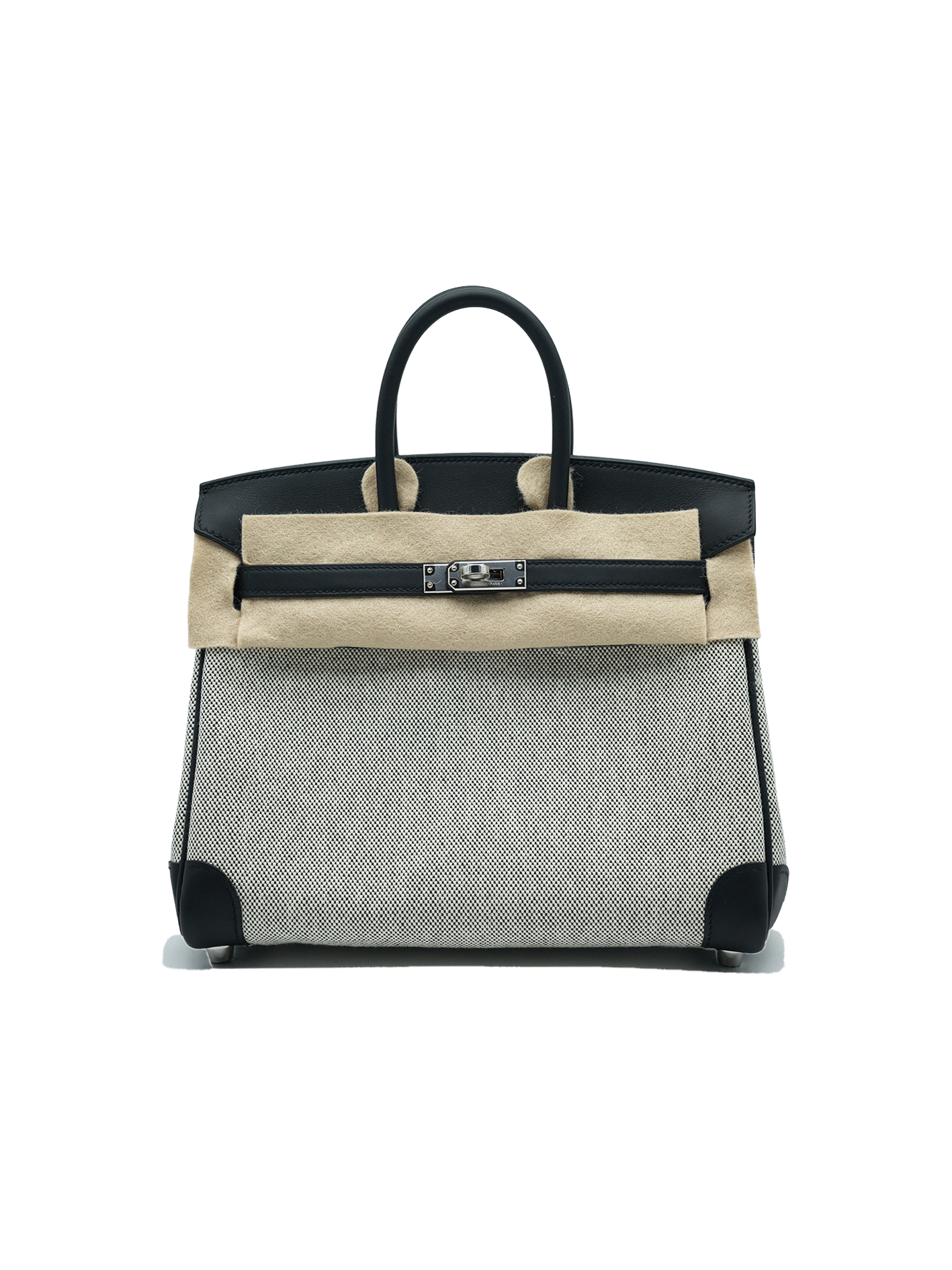 NEW HERMÈS BIRKIN 25 TOILE BLACK PHW