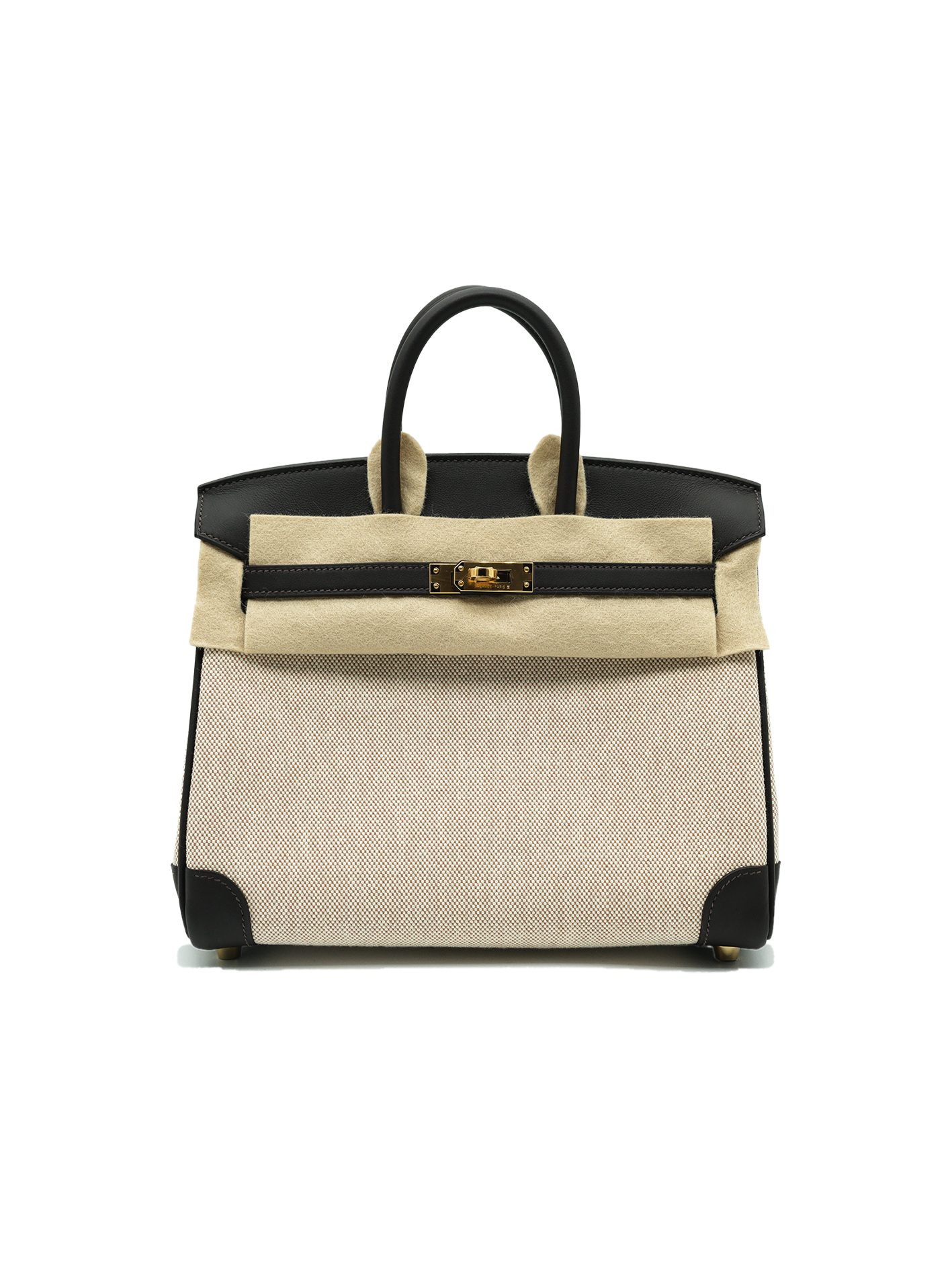 NEW HERMÈS BIRKIN 25 TOILE/ SWIFT BAI-BRUN GHW