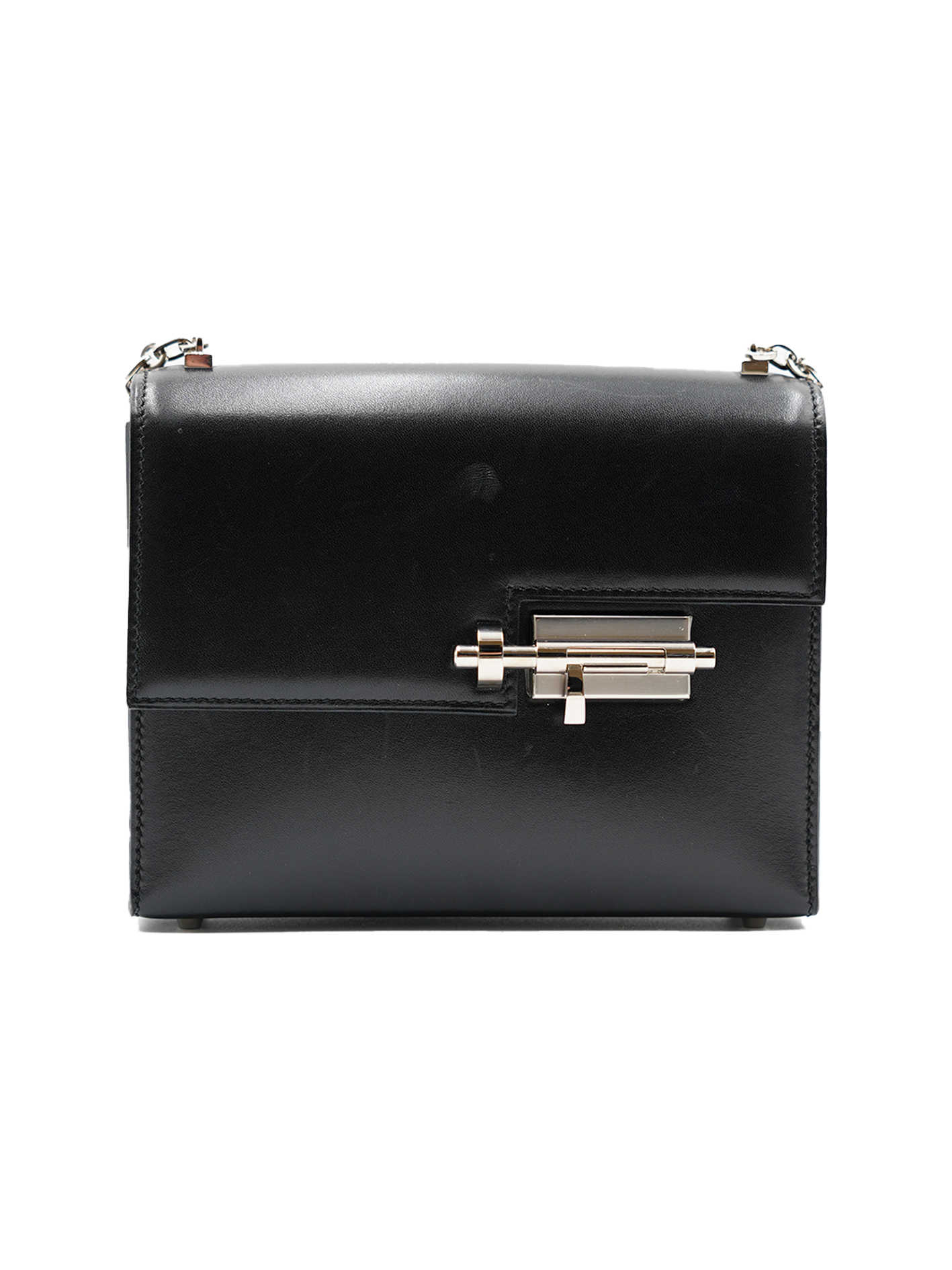 USED HERMES MINI VERROU BOX BLACK PHW
