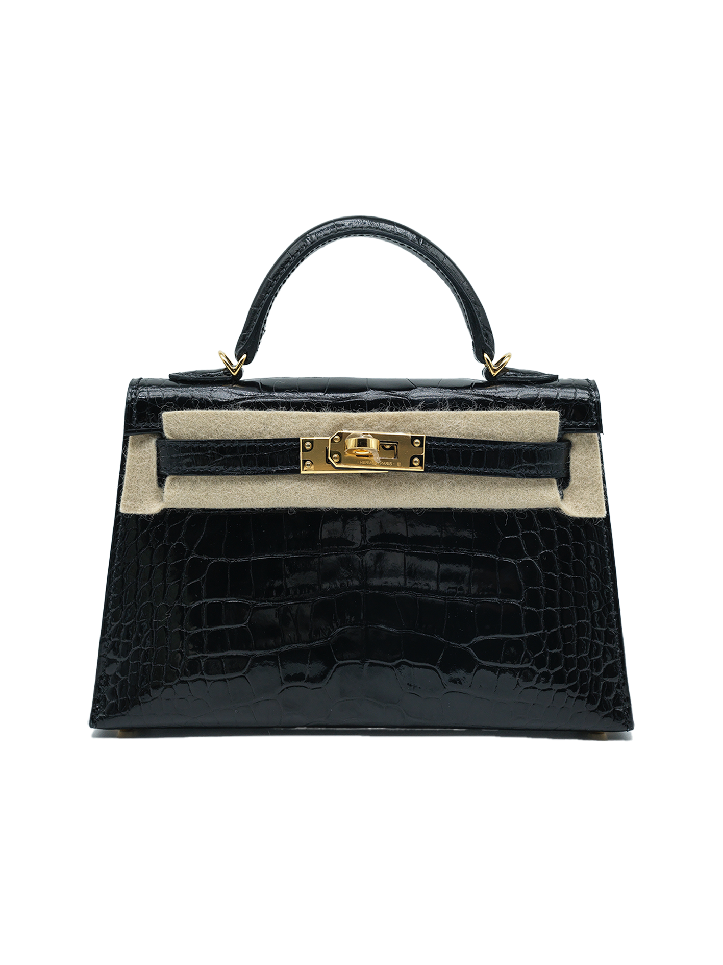 PRE-LOVED HERMÈS MINI KELLY II ALLIGATOR CROCODILE BLACK GHW