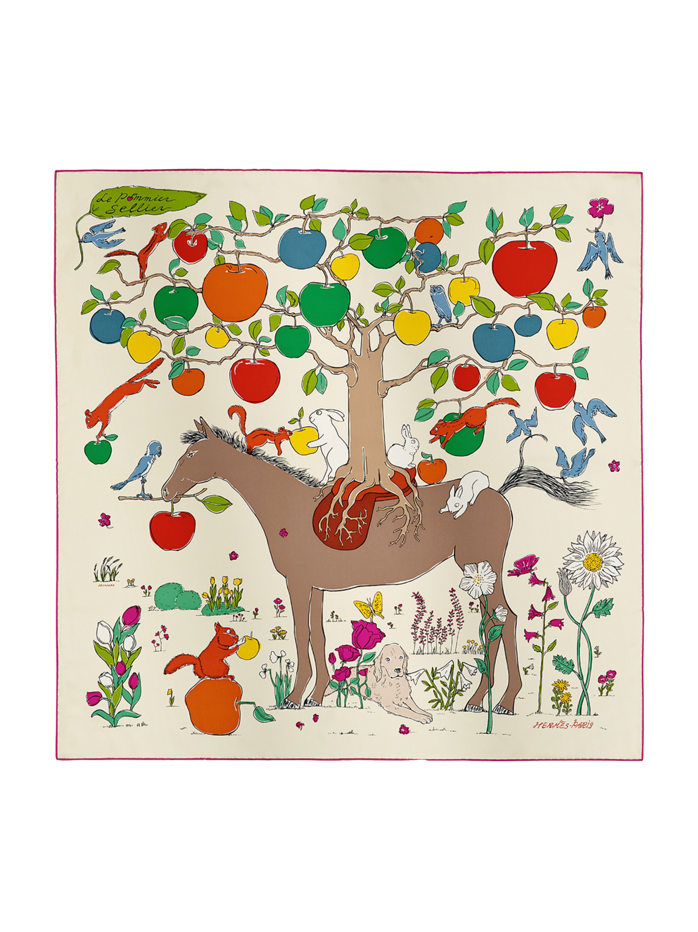 NEW HERMÈS LE POMMIER SELLIER SCARF