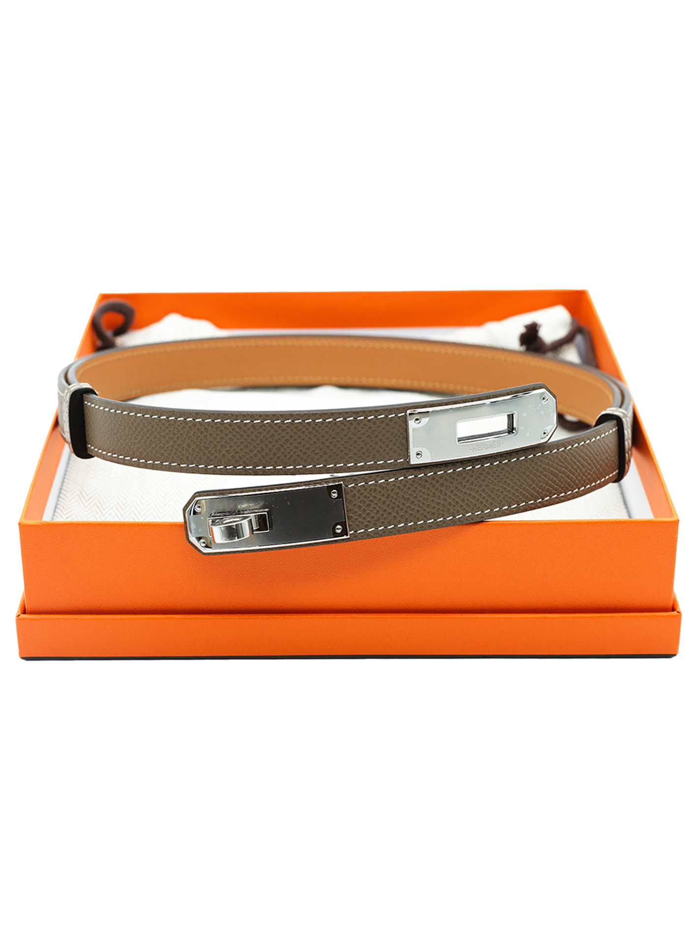 NEW HERMÈS KELLY BELT EPSOM ETOUPE PHW