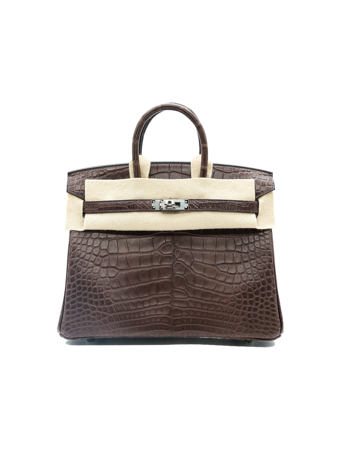 NEW HERMÈS BIRKIN 25 ALLIGATOR CROCODILE HAVANE PHW