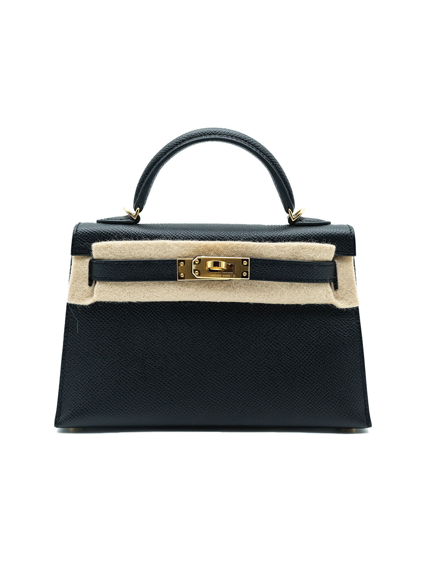USED HERMES MINI KELLY II EPSOM BLACK GHW