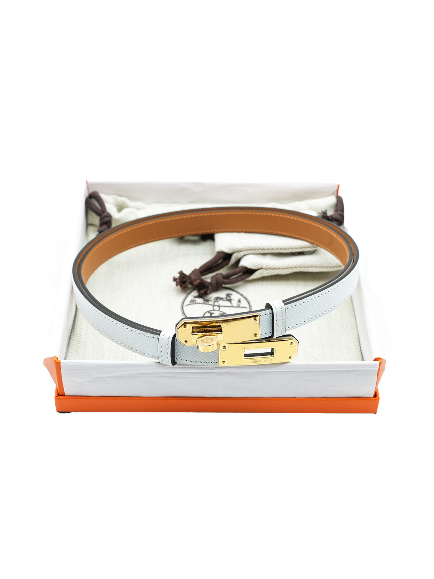 NEW HERMES KELLY BELT EPSOM BLANC GHW