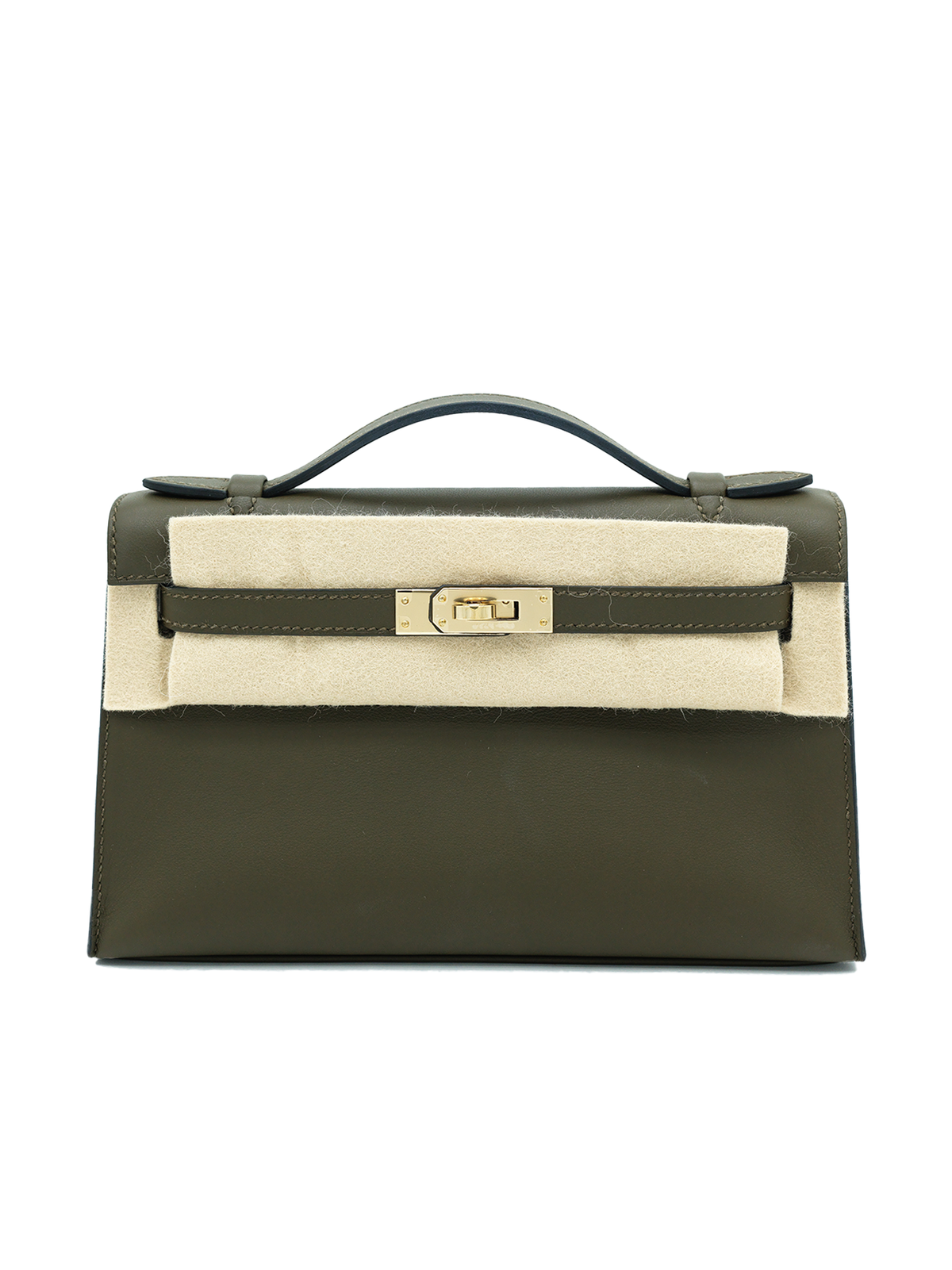 PRE-LOVED HERMÈS KELLY POCHETTE SWIFT VERT LODEN PBHW