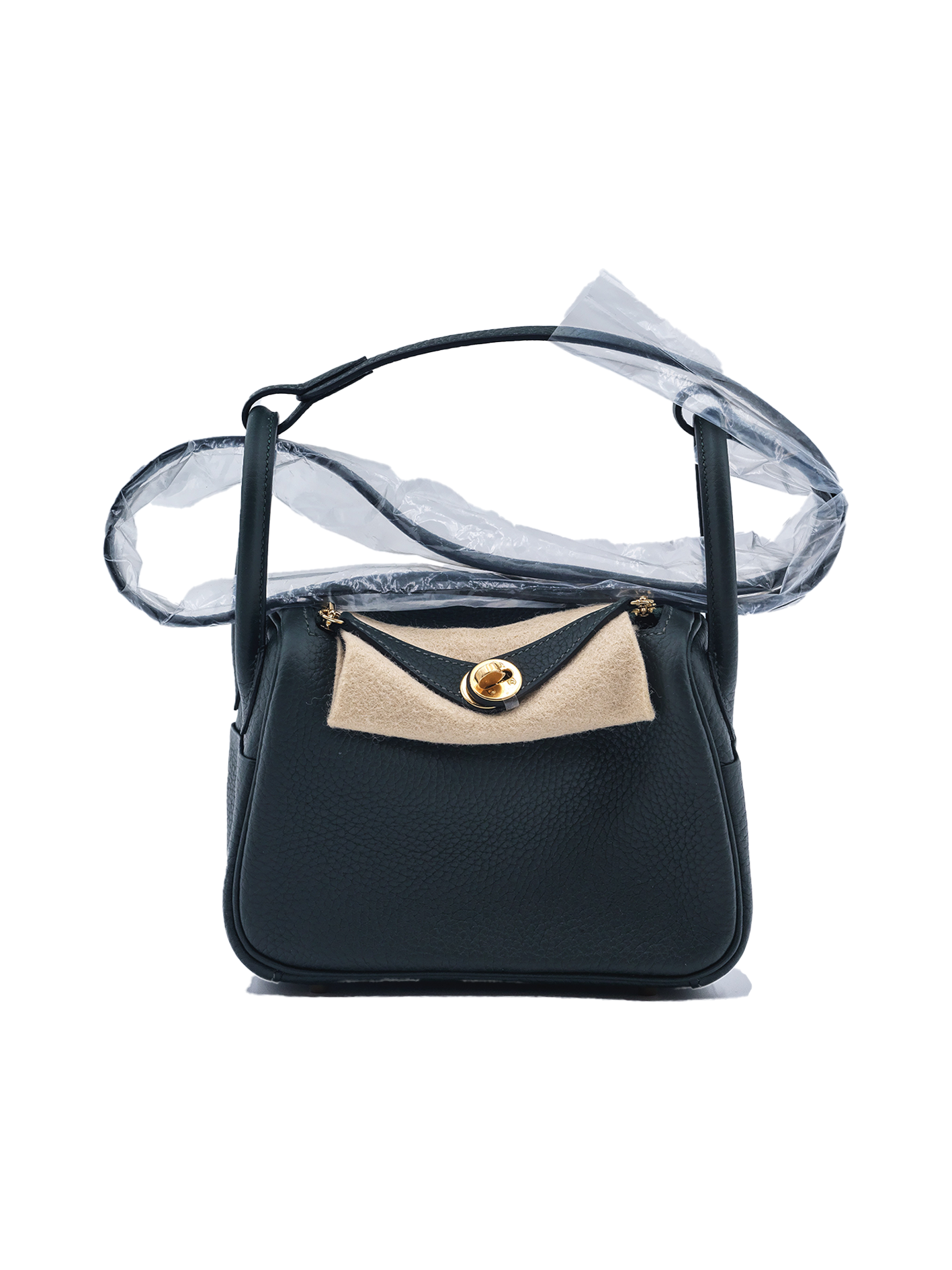 NEW HERMES MINI LINDY TAURILLON CLEMENCE VERT FONCE GHW