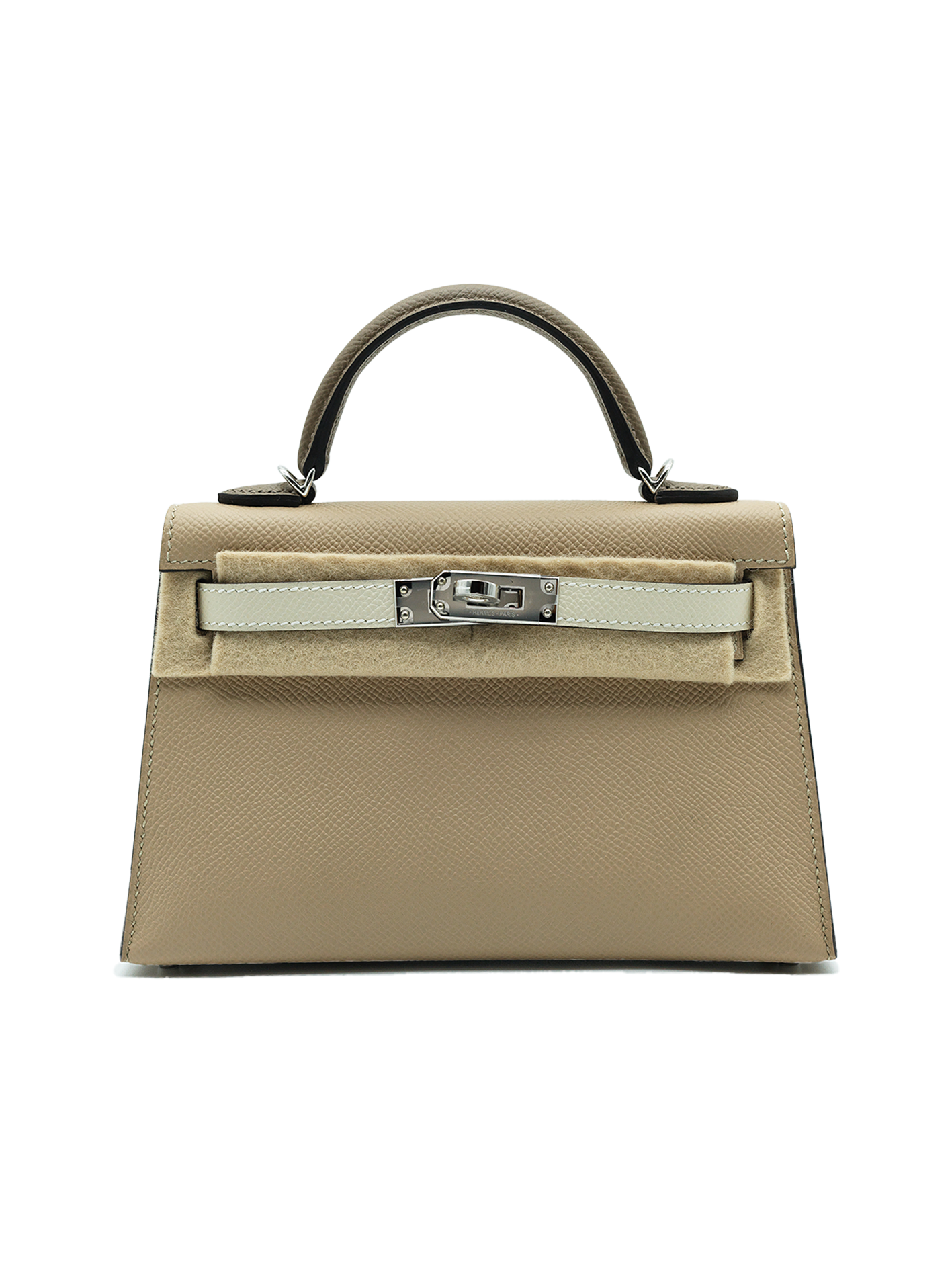 NEW HERMÈS MINI KELLY II EPSOM ETOUPE/ TRENCH/ CRAIE PHW