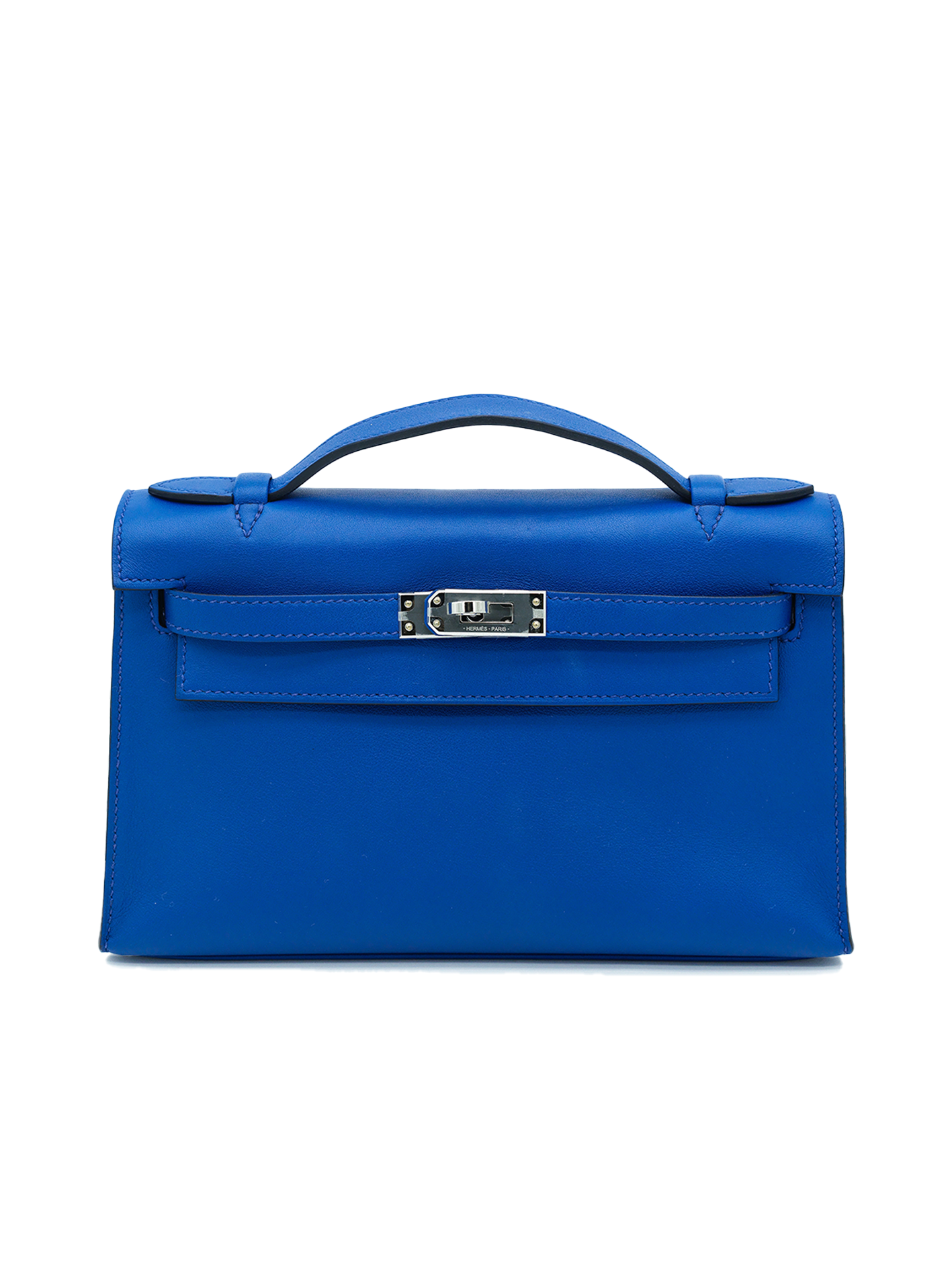 PRE-LOVED HERMÈS KELLY POCHETTE SWIFT ROYAL BLUE PHW