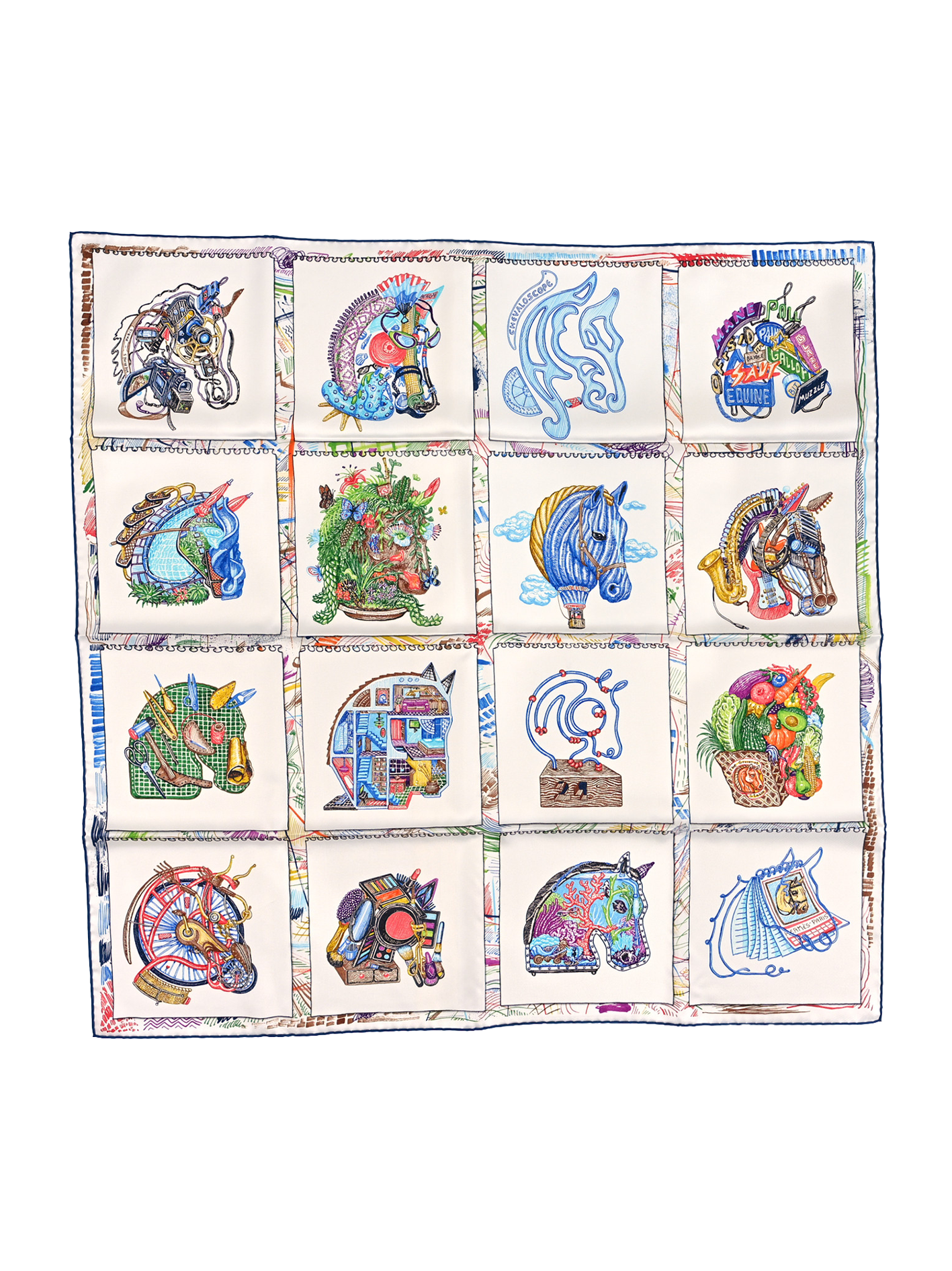 NEW HERMÈS CARRE SCARF CHEVALOSCOPE 90 CM