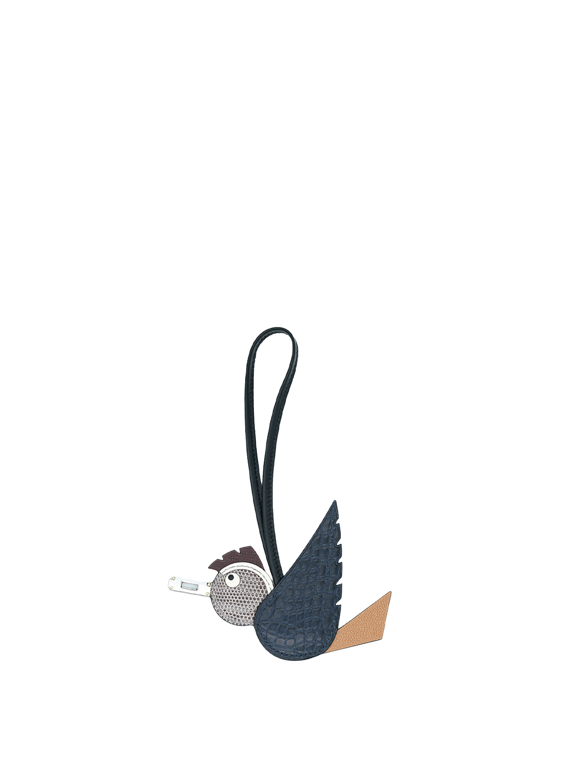 PRE-LOVED HERMÈS BIRDY TOUCH CHARM BLEU NUIT/ GOLD/ ETOUPE/ EBENE ALLIGATOR CROCODILE/ NILOTICUS LIZARD/ EPSOM PHW