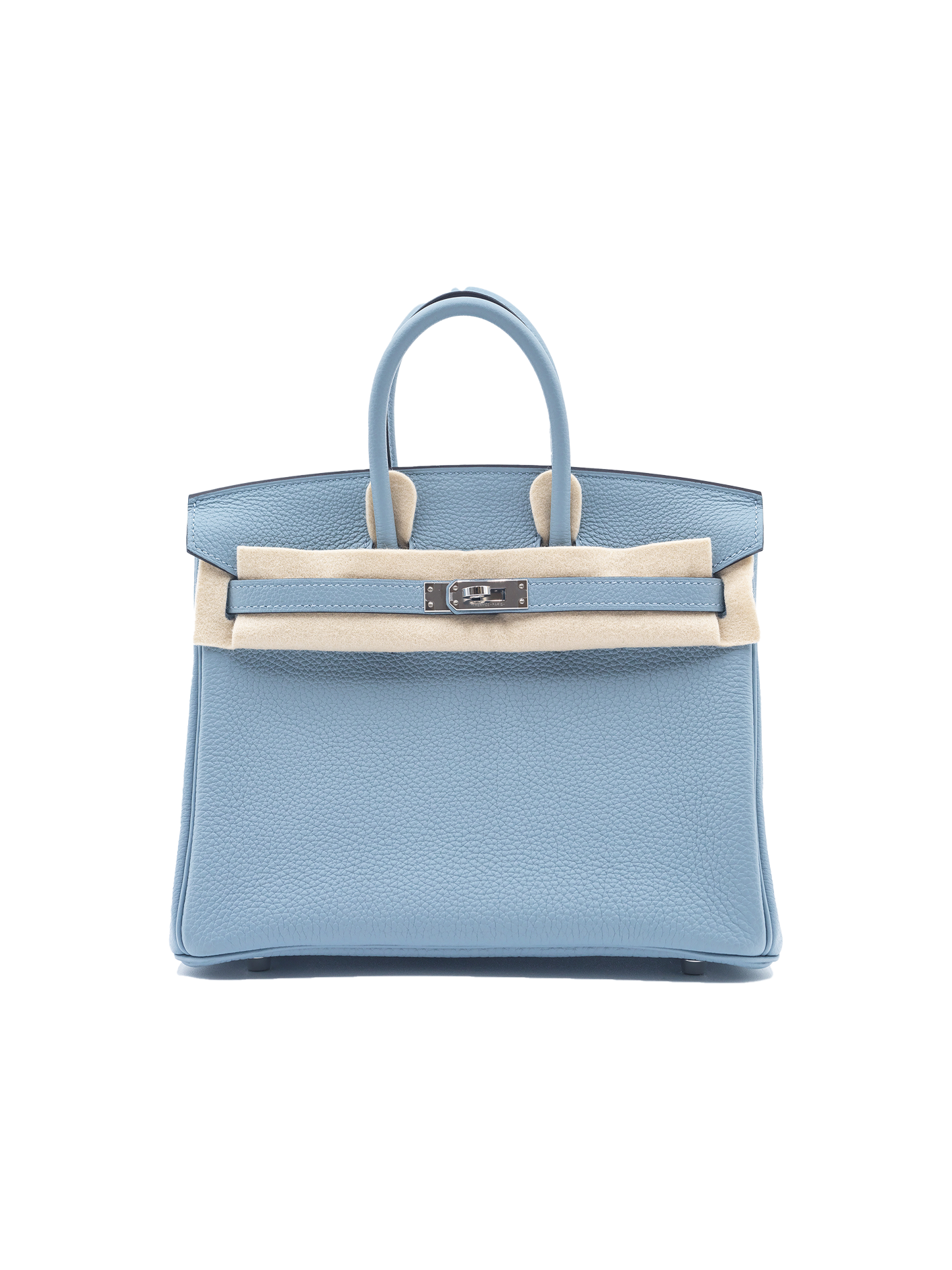 USED HERMES BIRKIN 25 TOGO BLEU LIN/ BEIGE PHW