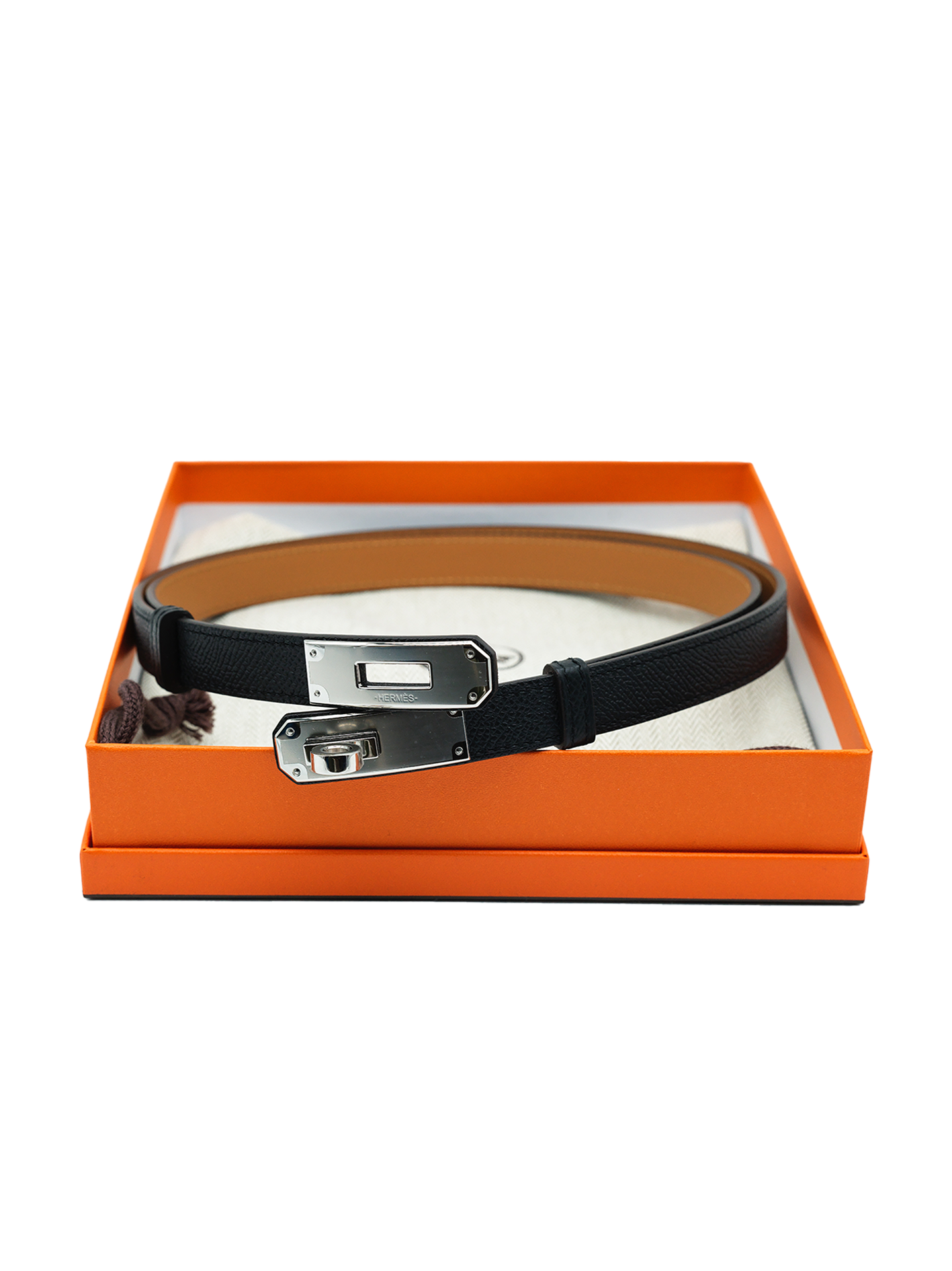 NEW HERMÈS KELLY BELT EPSOM BLACK PHW