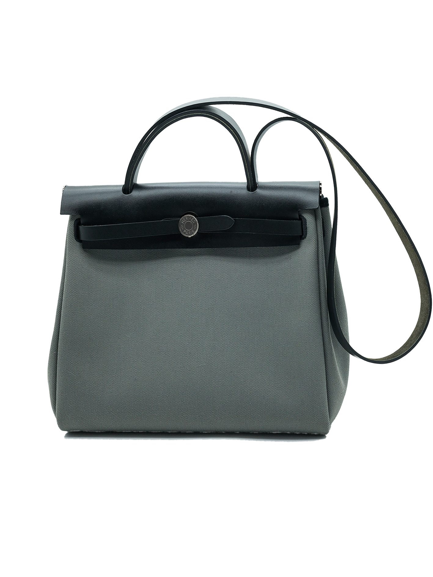 PRE-LOVED HERMÈS HERBAG 31 TOILE GRIS FUME/ EBENE/ BLACK PHW