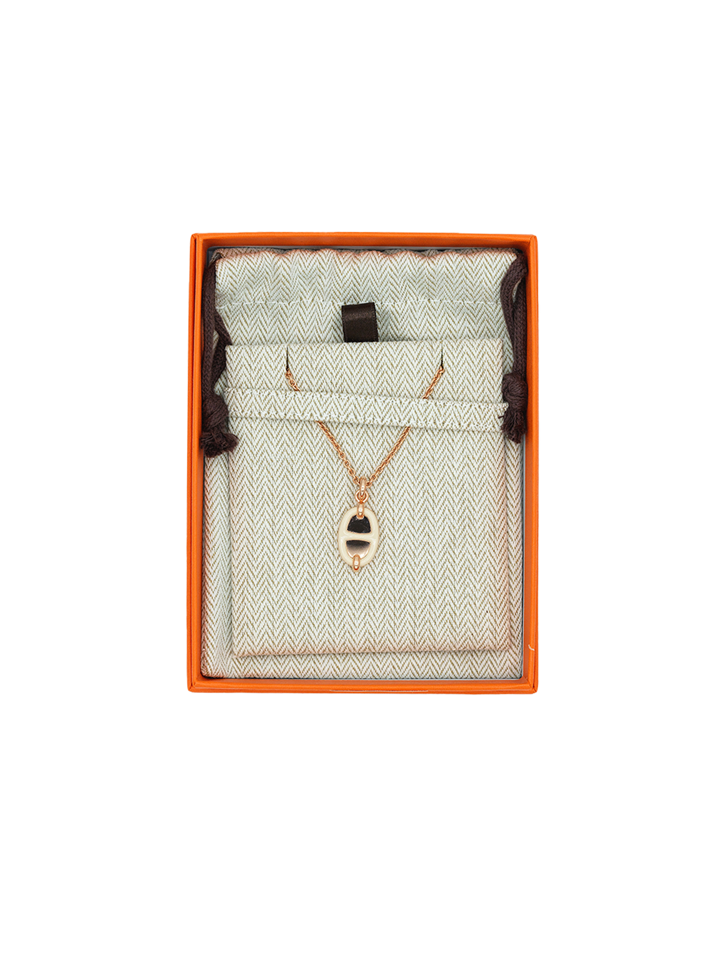 NEW HERMES MINI MAILLON PENDANT CRÈME RGHW