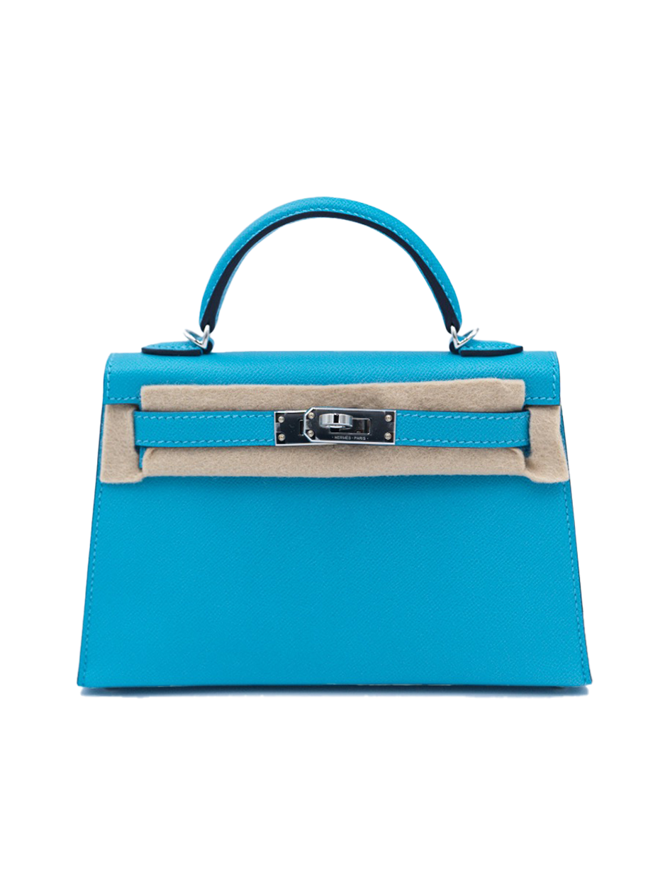 USED HERMES MINI KELLY II MADAME LEATHER BLUE DU NORD PHW
