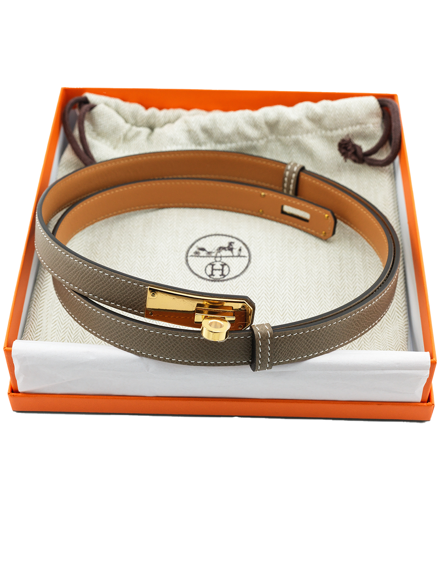 NEW HERMES KELLY 18 BELT EPSOM ETOUPE GHW