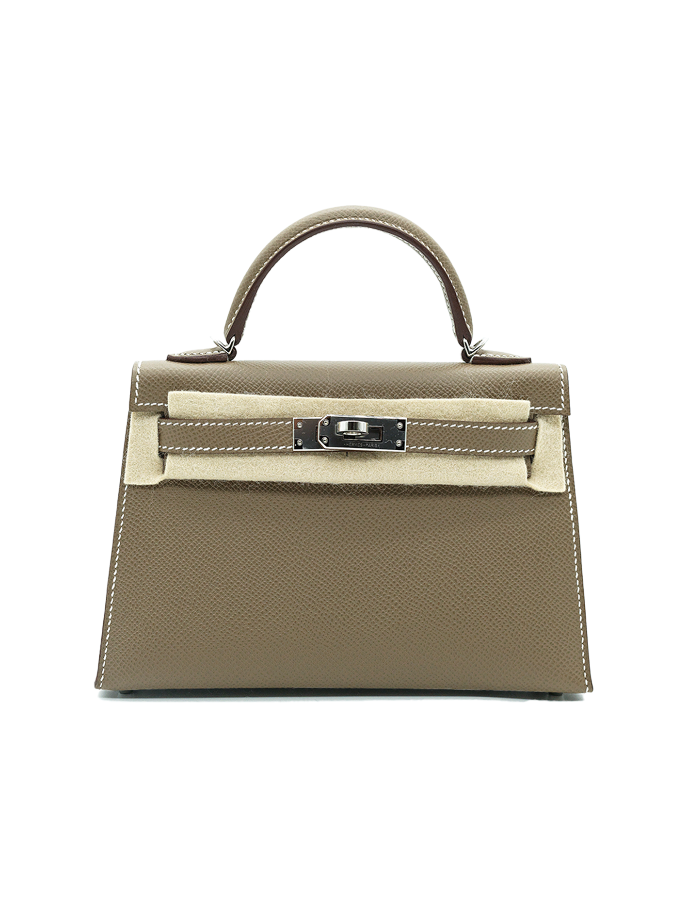 NEW HERMÈS MINI KELLY II EPSOM ETOUPE PHW