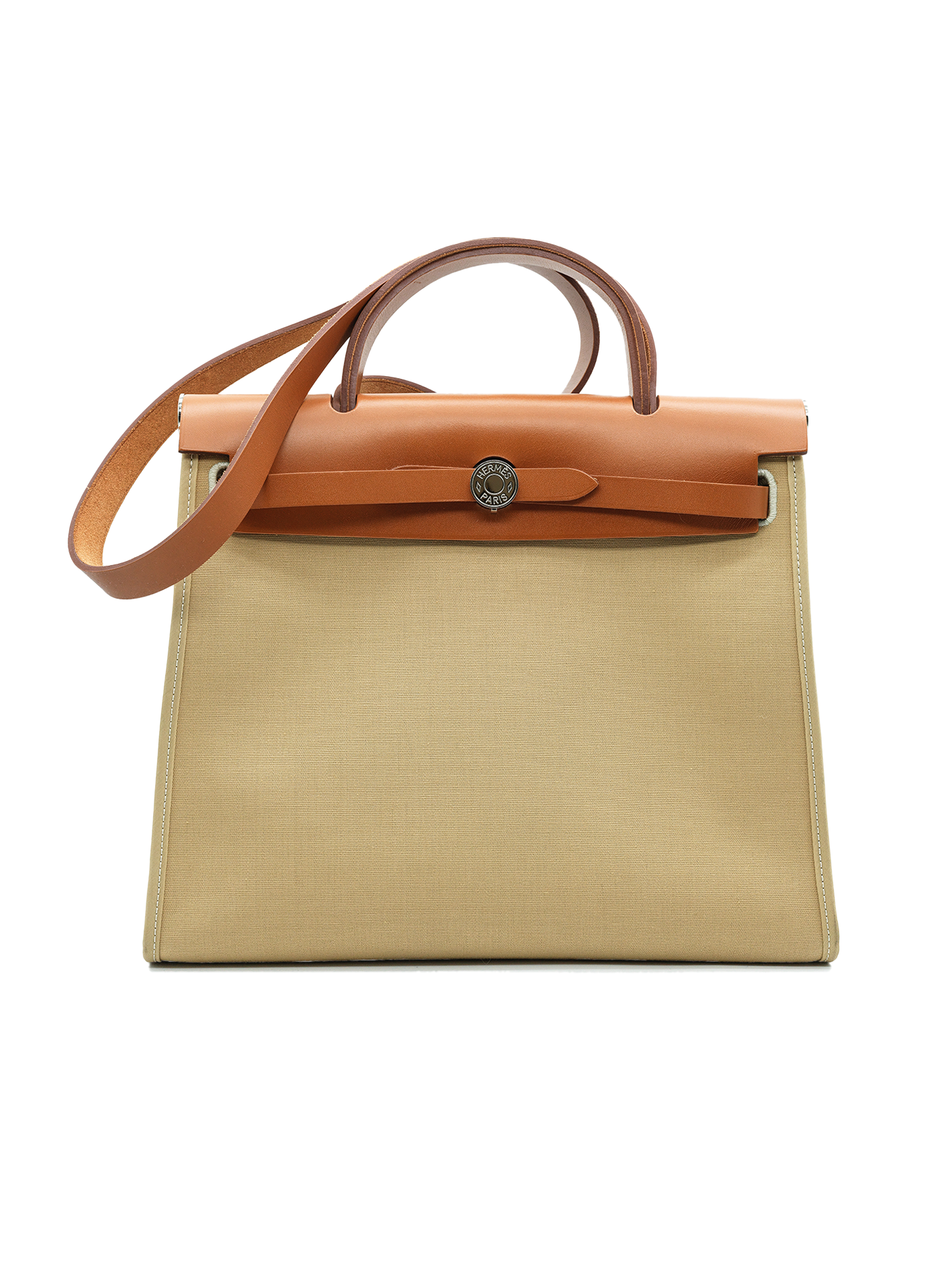 PRE-LOVED HERMÈS HERBAG 31 TOILE/ SWIFT TRENCH/ FAUVE PHW