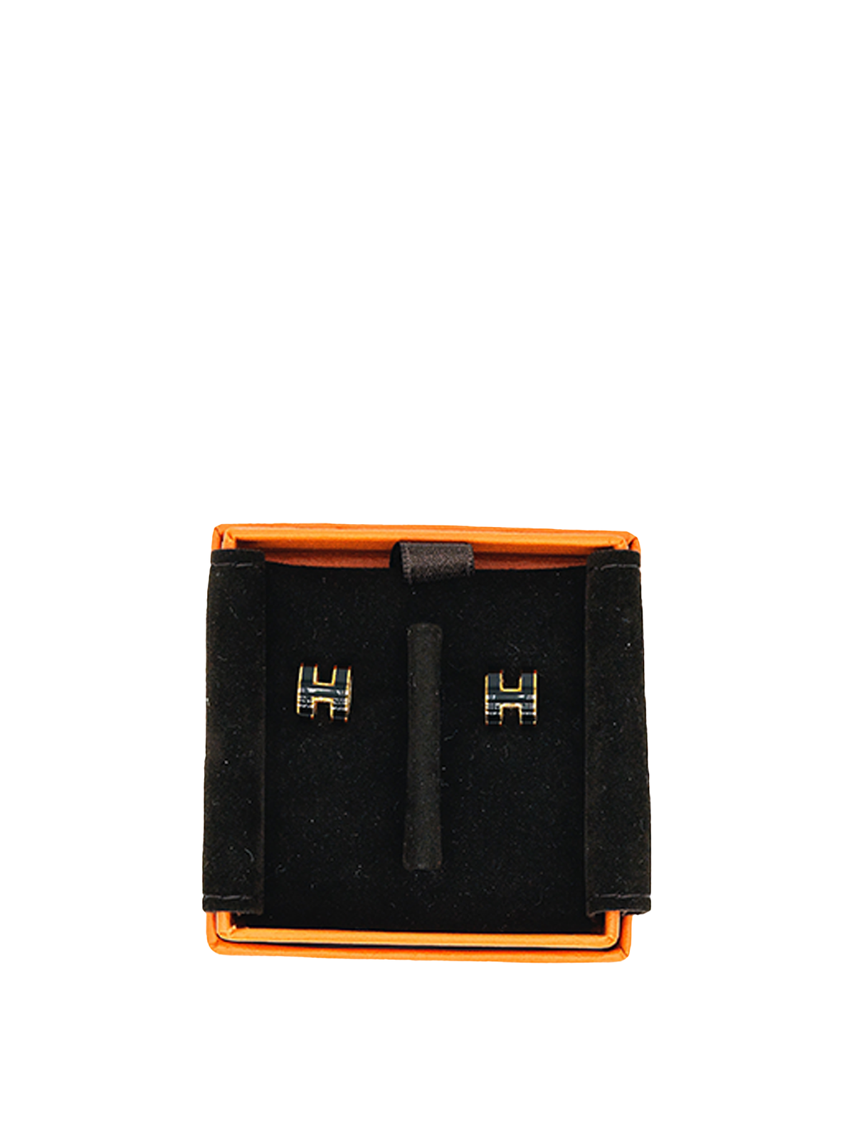 NEW HERMÈS MINI POP H EARRING BLACK GHW