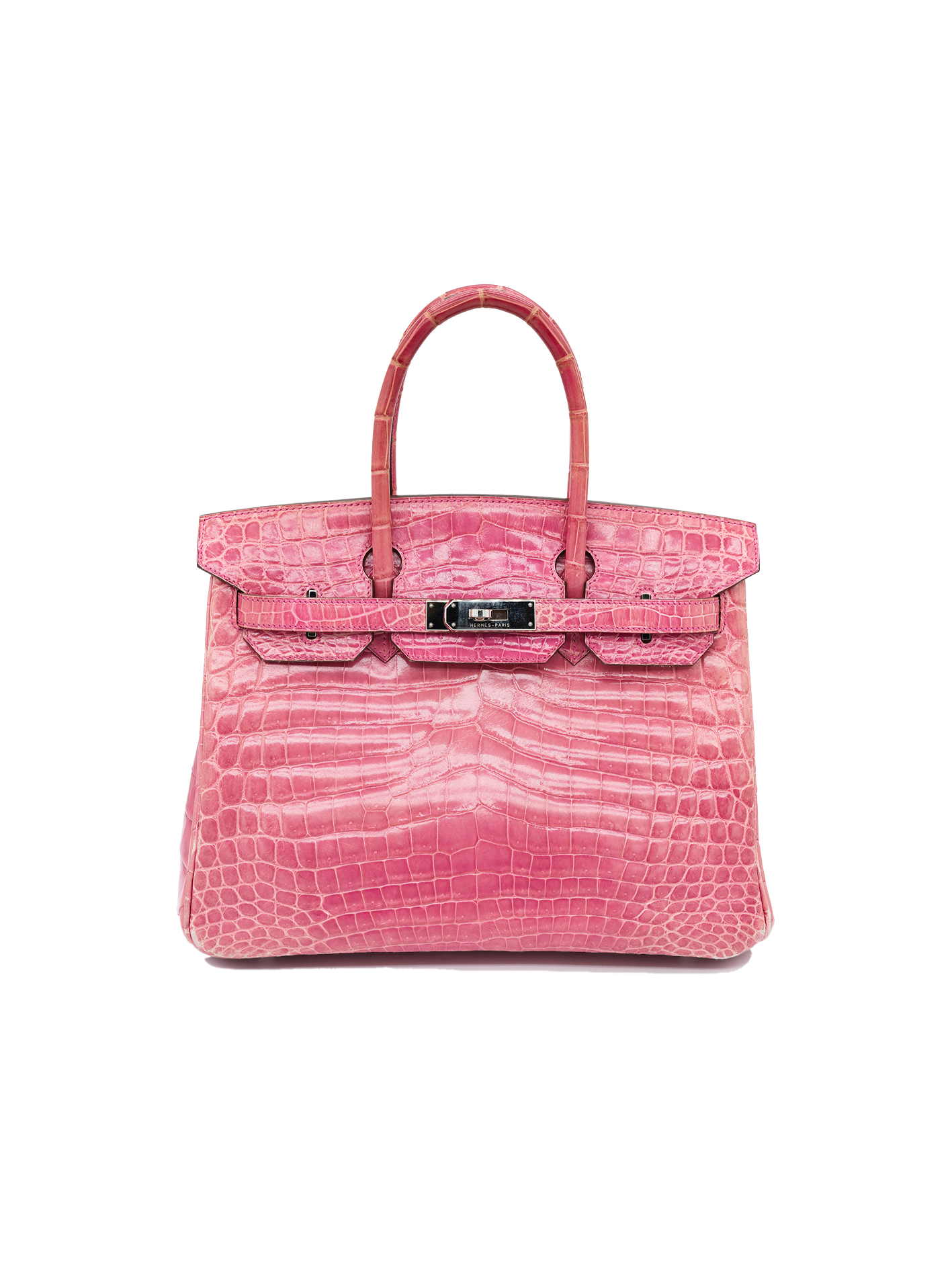 PRE-LOVED HERMÈS BIRKIN 30 NILOTICUS CROCODILE ROSE AZALÉE GHW