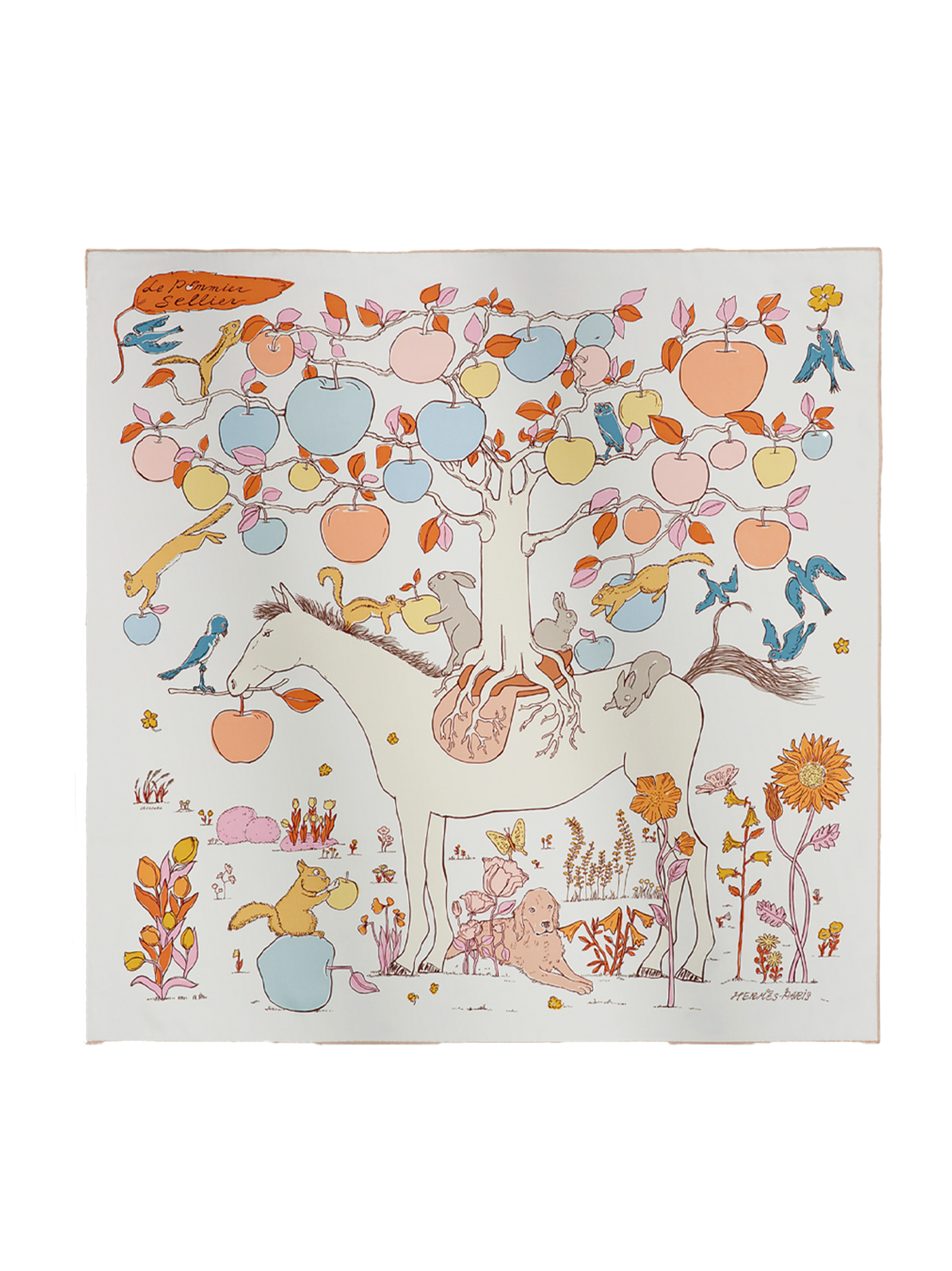 NEW HERMÈS LE POMMIER SELLIER SCARF