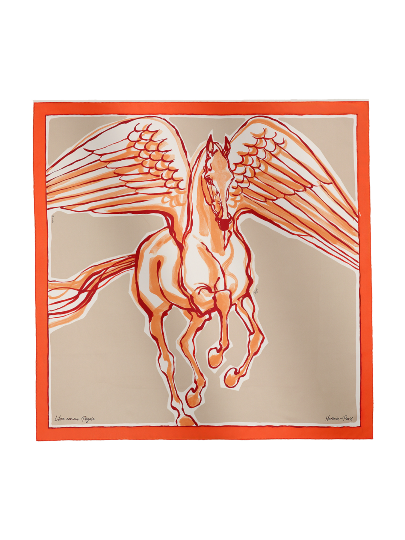 NEW HERMÈS CARRE SCARF LIBRE COMME PEGASE SCARF 90 CM