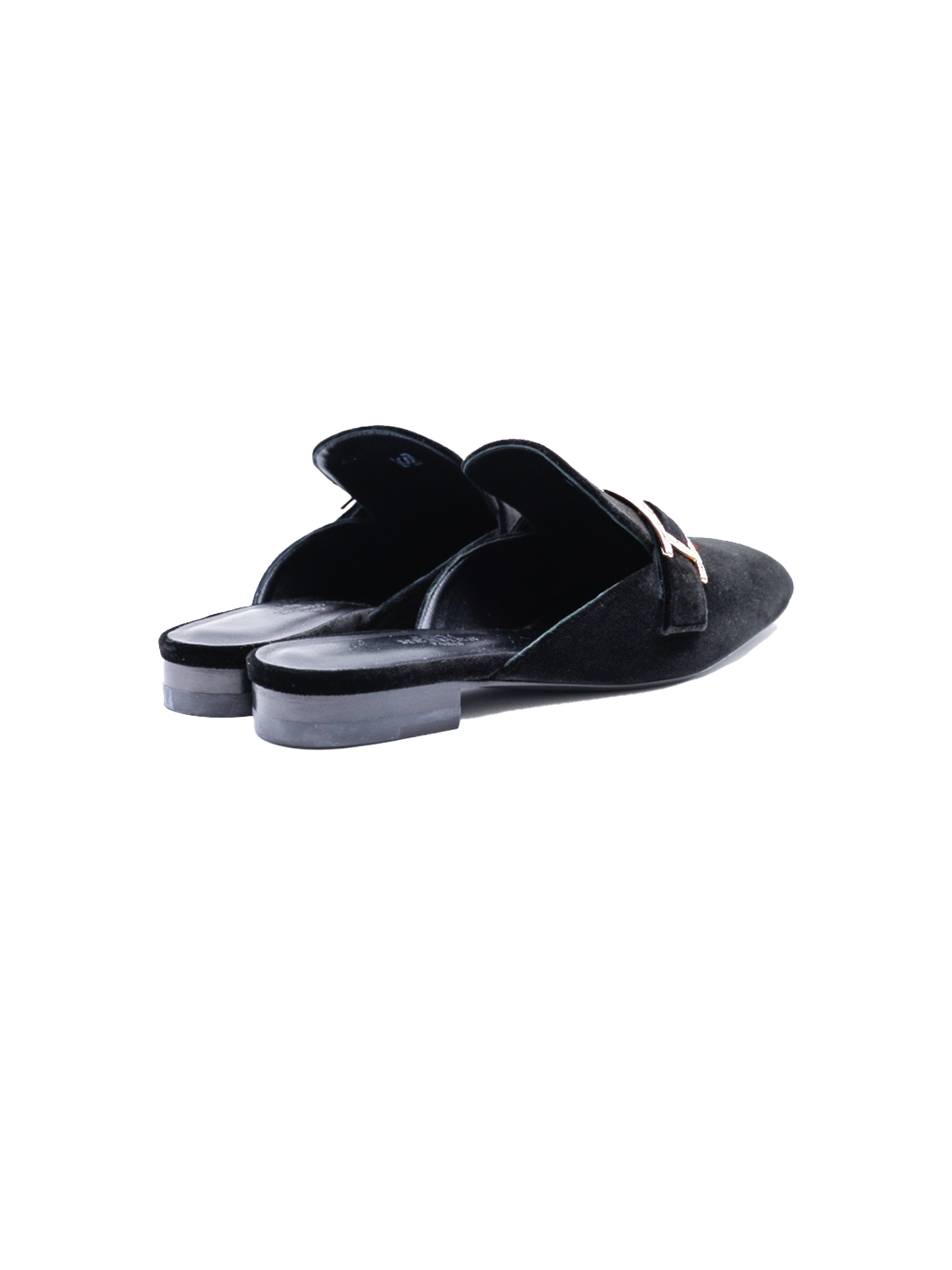 NEW HERMÈS VELVET MULES FEMME SLIPPERS BLACK