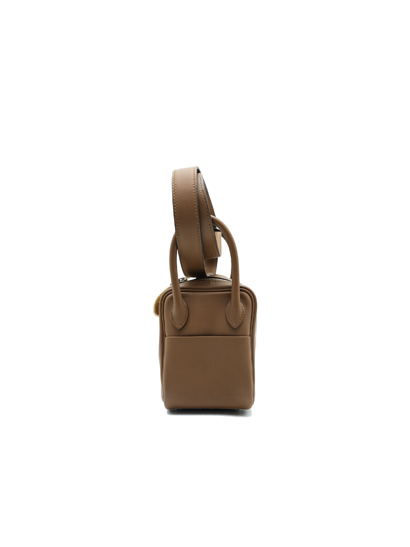 PRE-LOVED HERMES MINI LINDY SWIFT CHESTNUT/ BISCUIT PHW