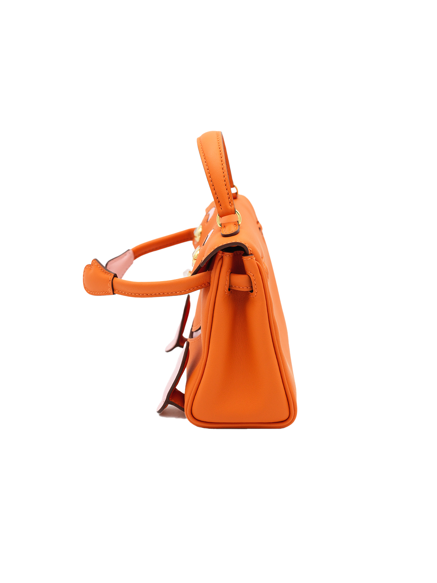 NEW HERMÈS QUELLE IDOLE KELLY DOLL SWIFT ORANGE/ ROSE SAKURA GHW