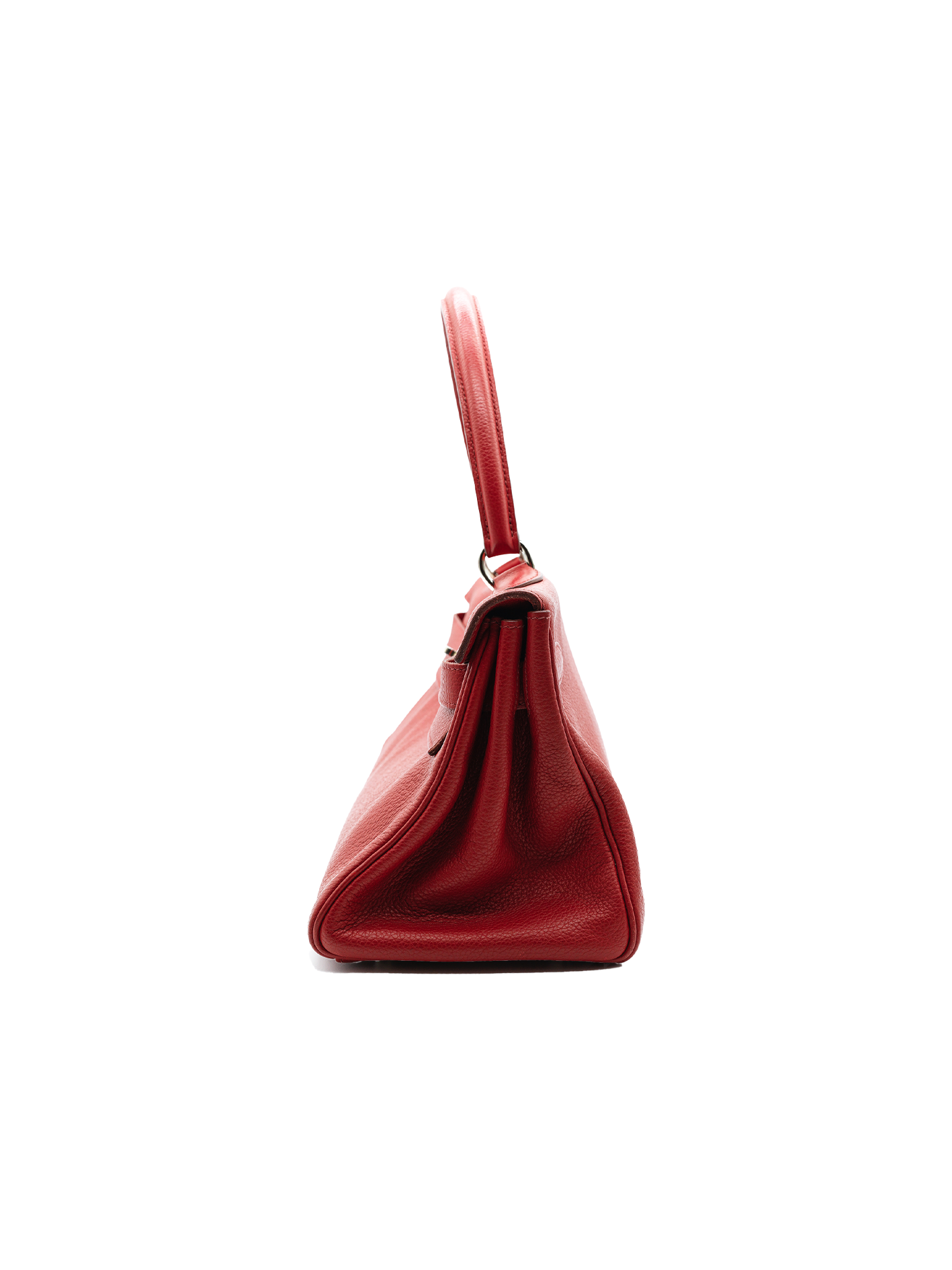 PRE-LOVED HERMÈS KELLY SHOULDER TAURILLON CLEMENCE ROUGH GRENAT PHW