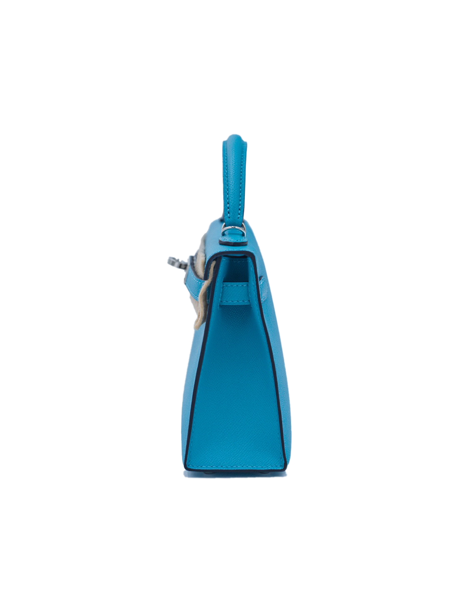 USED HERMES MINI KELLY II MADAME LEATHER BLUE DU NORD PHW