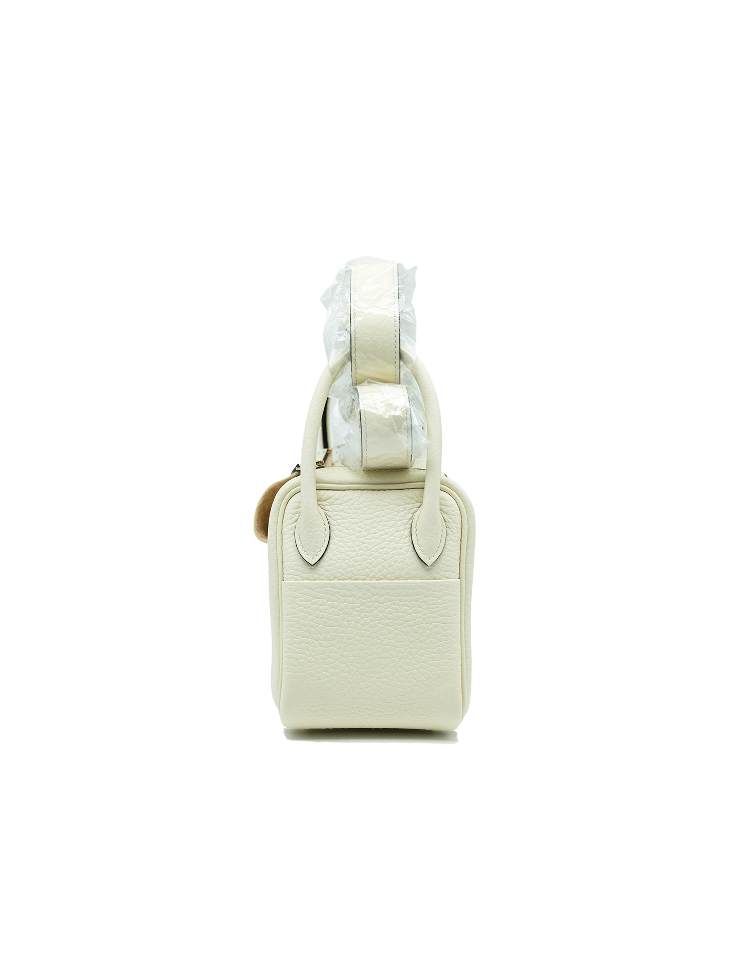 NEW HERMÈS MINI LINDY TAURILLON CLEMENCE CREAM GHW