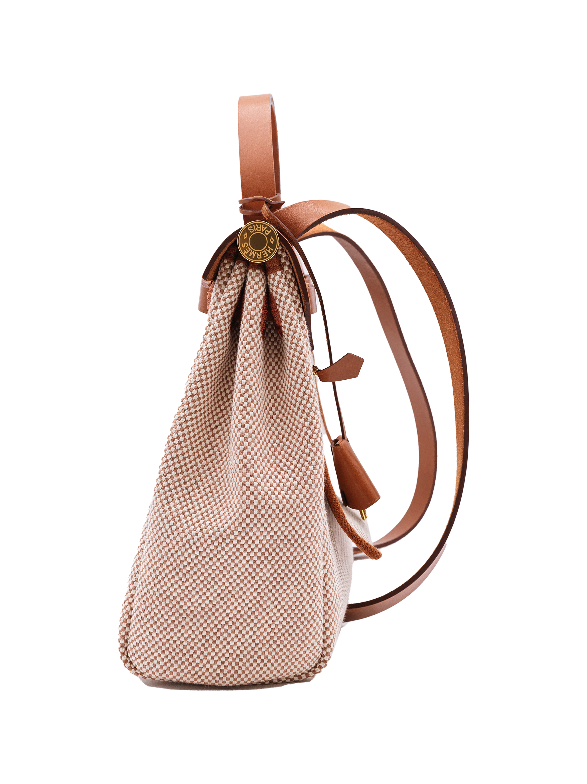 二手 HERBAG 31 TOILE ECRU BEIGE/ FAUVE GHW
